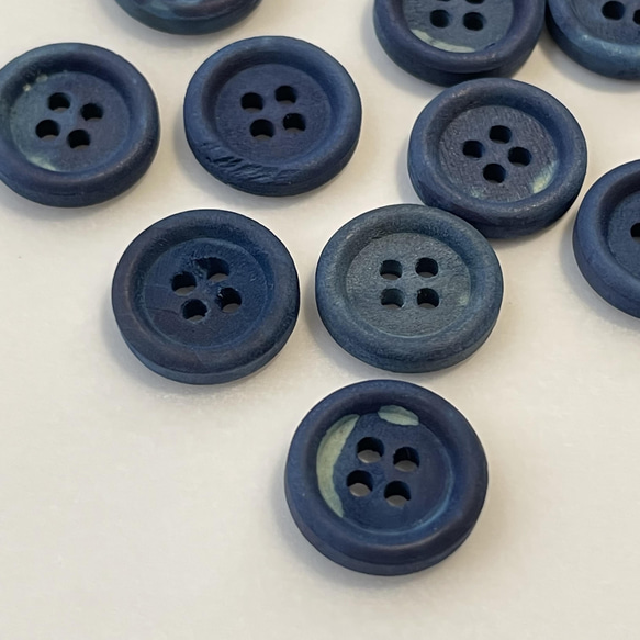 藍染ウッドボタン【15mm *10個】マーブル02 2枚目の画像
