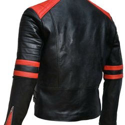 羊革ライダージャケット黒と赤 Sheep Leather Rider Jacket Black and Red 8枚目の画像