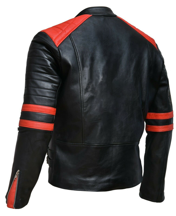 羊革ライダージャケット黒と赤 Sheep Leather Rider Jacket Black and Red 8枚目の画像