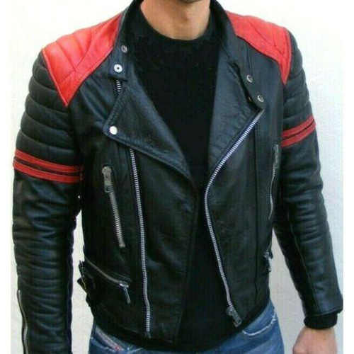 羊革ライダージャケット黒と赤 Sheep Leather Rider Jacket Black and