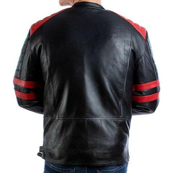 羊革ライダージャケット黒と赤 Sheep Leather Rider Jacket Black and Red 5枚目の画像