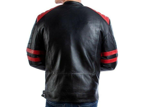 羊革ライダージャケット黒と赤 Sheep Leather Rider Jacket Black and Red 5枚目の画像