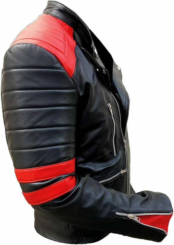 羊革ライダージャケット黒と赤 Sheep Leather Rider Jacket Black and Red 6枚目の画像