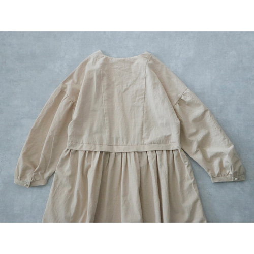 オールドコットン・サイドボタン・ワンピース／アンティークベージュ  