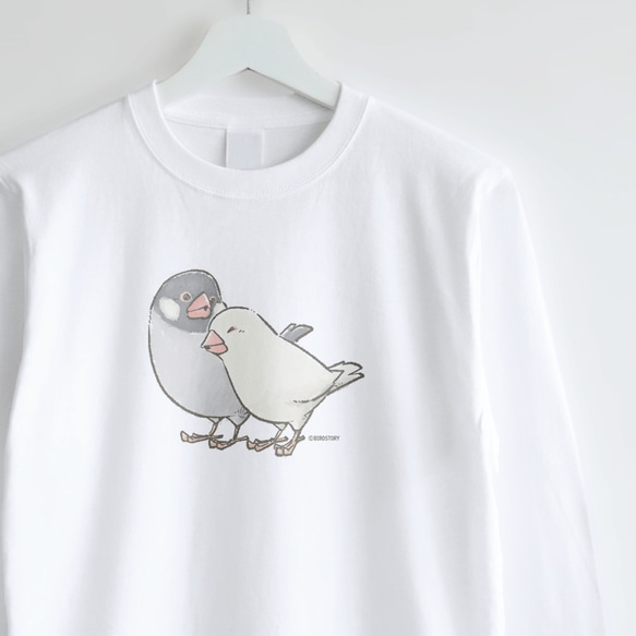 長袖Tシャツ（なかよし / 文鳥） 1枚目の画像