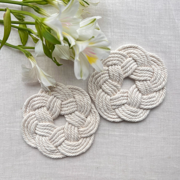 コースター 】2枚セット マクラメ / フラワー コースター Loop.flower  