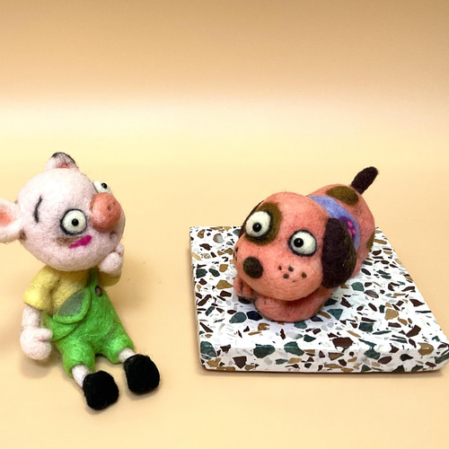 羊毛人形 考える ブー太くん 羊毛フェルト Howakero（ほわケロ） 通販