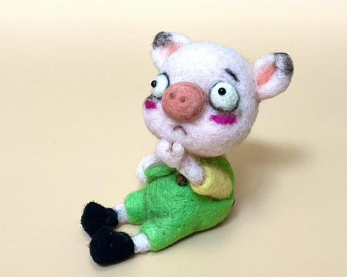 羊毛人形 考える ブー太くん 羊毛フェルト Howakero（ほわケロ） 通販