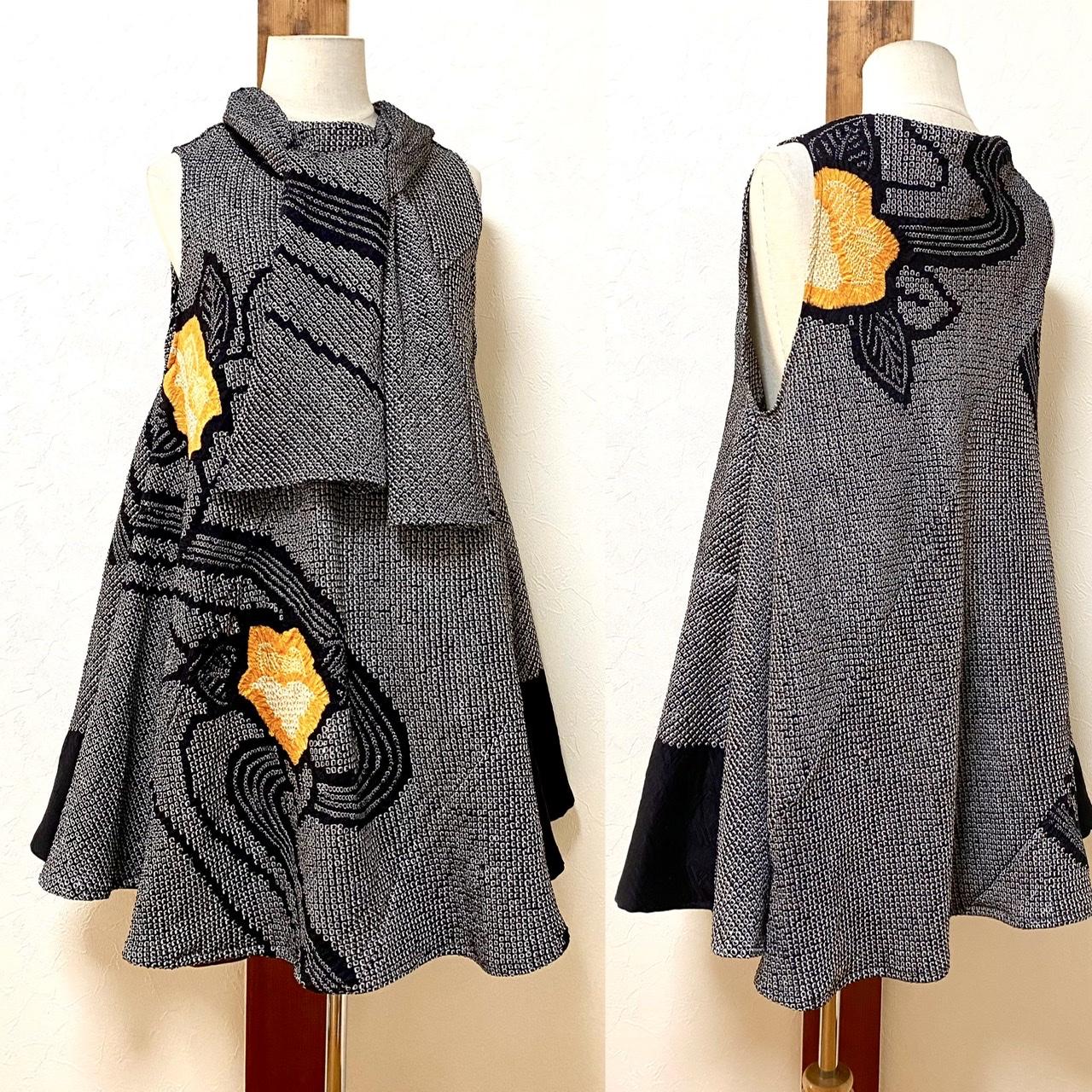 ⭐️price down⭐️絞りのチュニックワンピース 着物リメイク