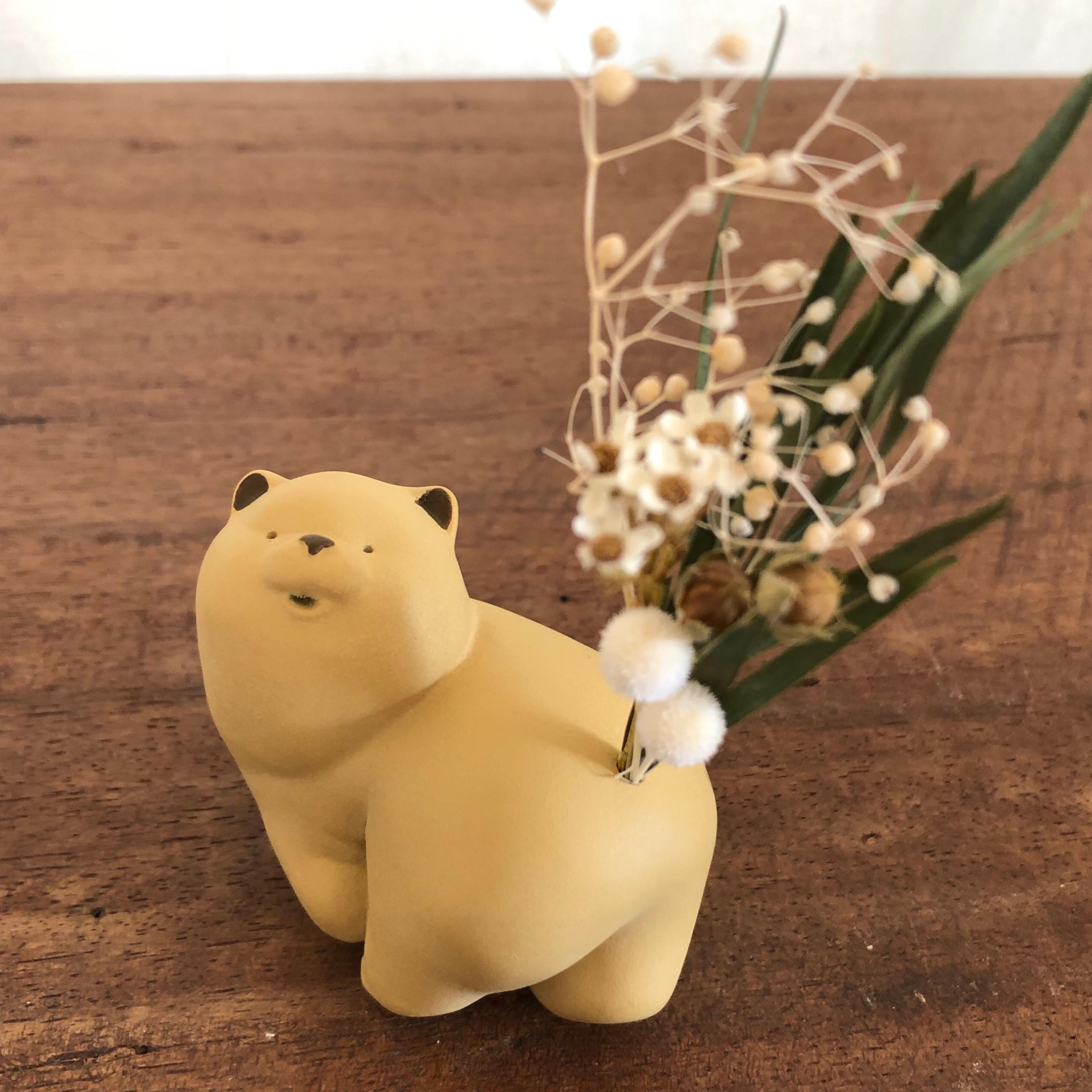 犬の一輪挿しと花模様皿付きセット　※一点物 犬の一輪挿しと花模様皿付きセット　※一点物