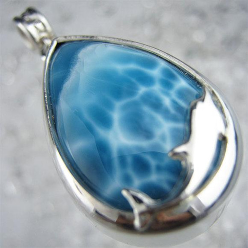 高品質 イルカ型ラリマー ペンダント ネックレス silver925 3-18 高