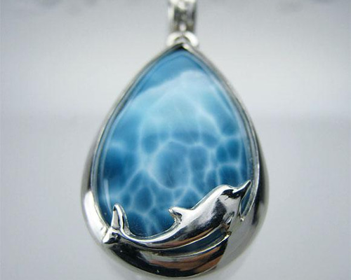 高品質 イルカ型ラリマー ペンダント ネックレス silver925 3-18