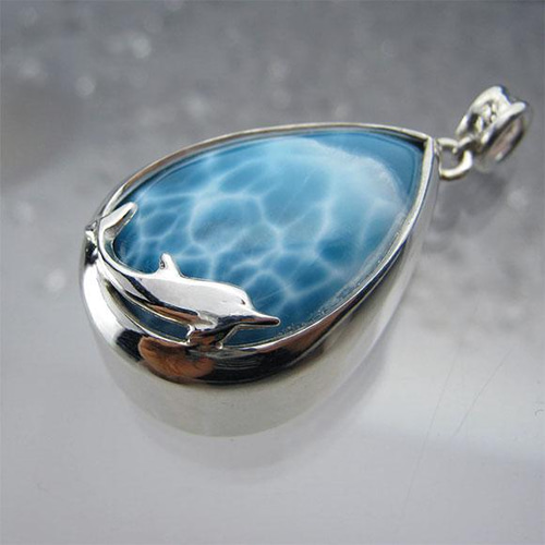 イルカのいる海 ラリマー シルバー ペンダント【送料無料
