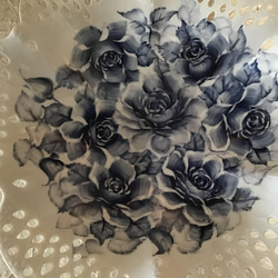 透かし鉢に　薔薇の絵 5枚目の画像
