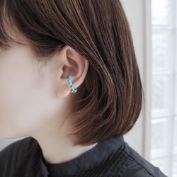 イヤーカフ「Turquoise」天然石 ターコイズ 真鍮 ステンレス ユニ