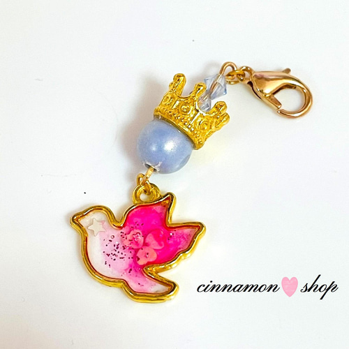 ✨可愛い鳩型のレジン＆王冠のチャーム♪ マスクアクセサリー cinnamon 