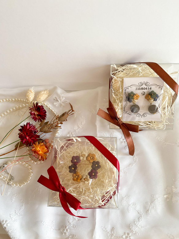 刺繍糸で編んだミモザのブローチ/ヘアゴム(mimosa wreath) 9枚目の画像
