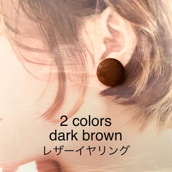 本革製　dark brown  2カラーイヤリング 1枚目の画像