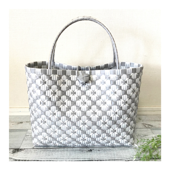 ご注文品　４点★プラカゴ　ppバンド かごバッグ ハンドメイド PPバンドプラかご No24557 A4サイズも