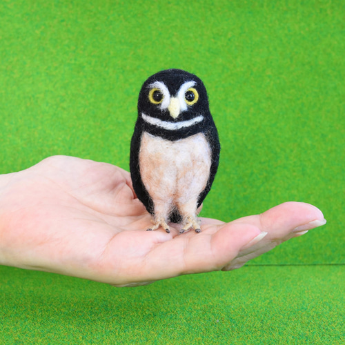 プレゼントとまり木付き！】羊毛置物ふくろうさん【種類: メガネ 