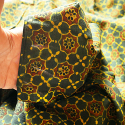 アジュラク染めブロックプリント　５０ｃｍ　ナチュラルダイ グリーン　伝統文様柄 4枚目の画像