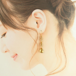 【レモンクォーツ】ダブルコンケーブカット　ハーキマーダイヤモンド 耳飾り 8枚目の画像
