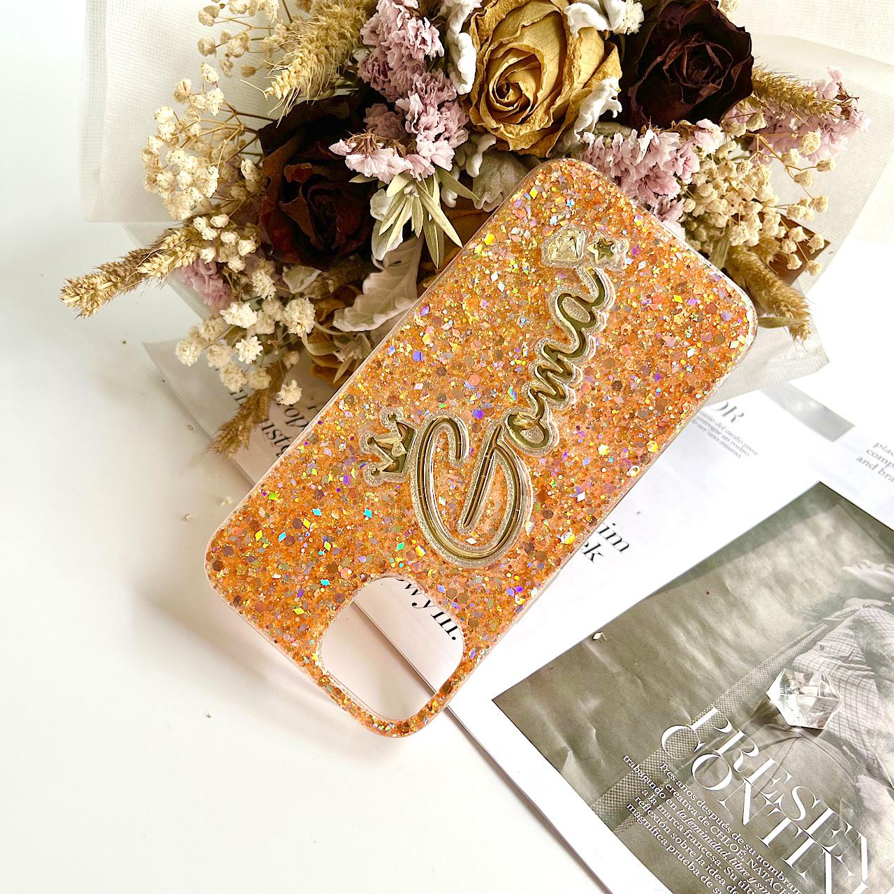 名入れ　多機種対応 名前やロゴが入れられるglitterスマホケース