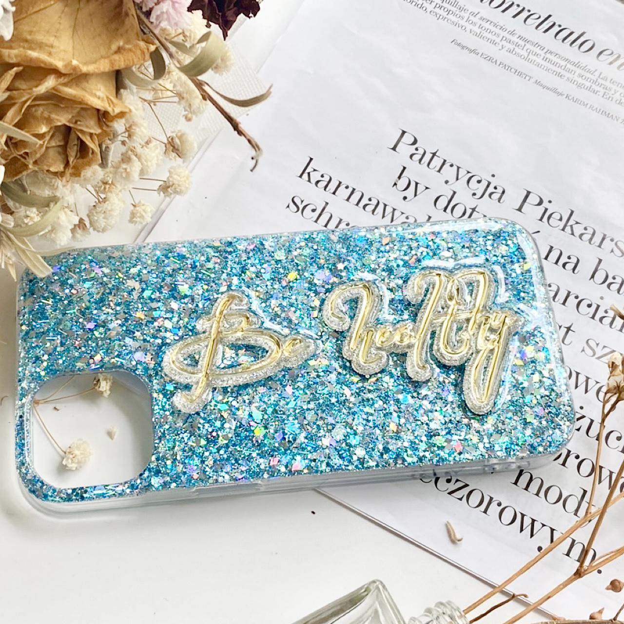 名入れ　多機種対応 名前やロゴが入れられるglitterスマホケース