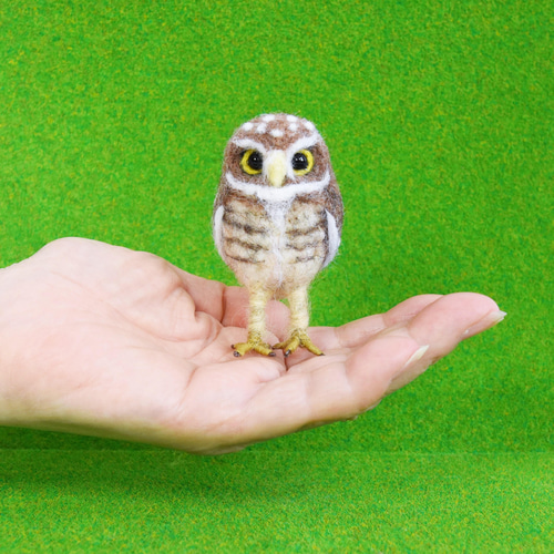 超可爱 プレゼントとまり木付き！】羊毛置物ふくろうさん【種類 羊毛フェルト