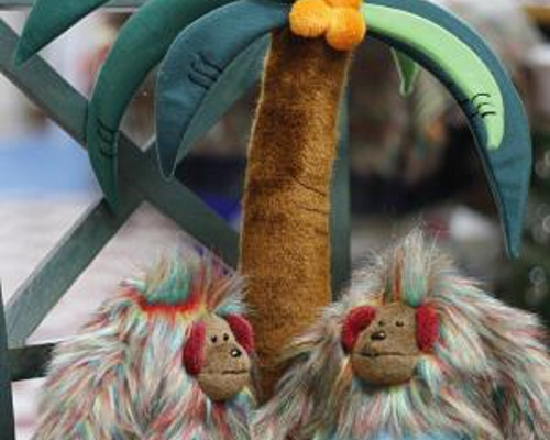 カラフル生地のオランウータン 製作数10体 ぬいぐるみ ココナッツ・K