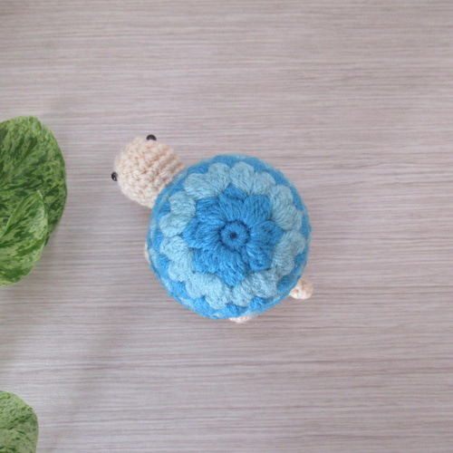 大・ワイヤー入り）※カメさんあみぐるみ（青×水色） あみぐるみ