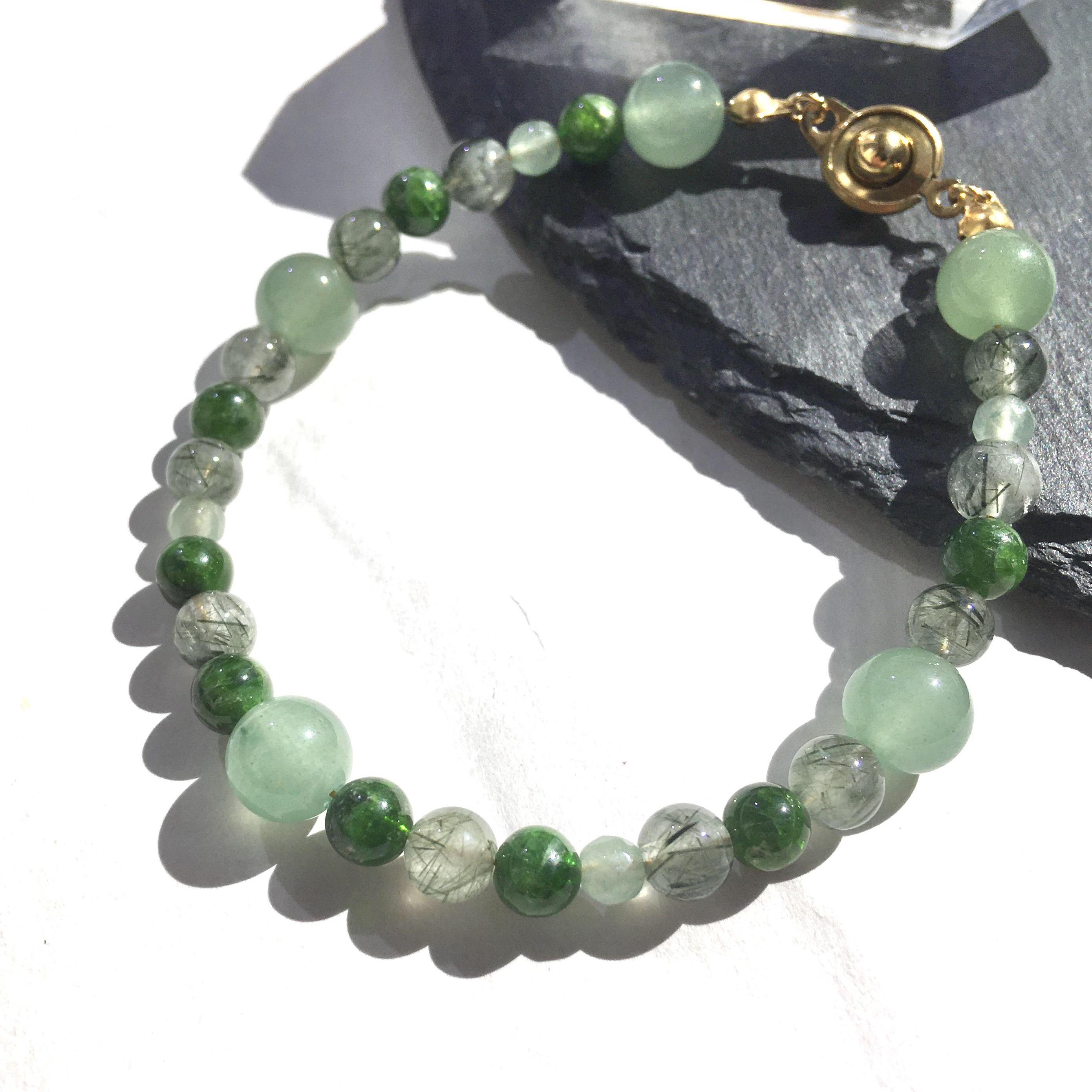 【メンズ】健康と癒しの天然石ブレスレット　緑　グリーン　みどり　父の日　ギフト　プレゼント　金属アレルギー対応　Xmas