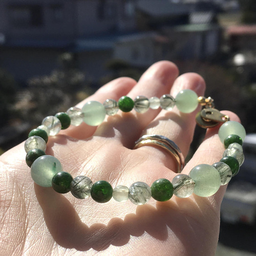 メンズ】健康と癒しの天然石ブレスレット 緑 グリーン みどり 父の日