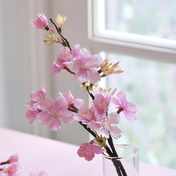 大山桜のグラスウォーターアレンジ（ピンク）☆水換え・お手入れ不要☆マジカルウォーター 3枚目の画像