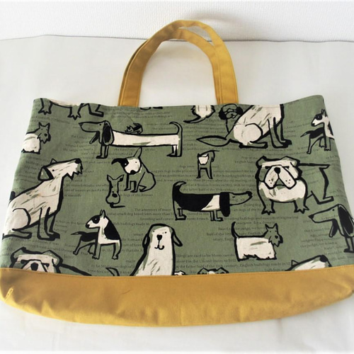 入園入学バッグ「レタリングドッグ・オリーブ」犬柄 レッスンバッグ 犬