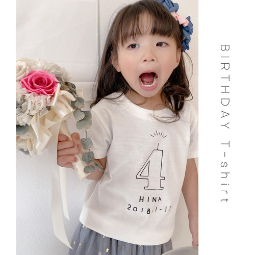 特集掲載】大人サイズあり/誕生日Tシャツ outline 半袖 お名前