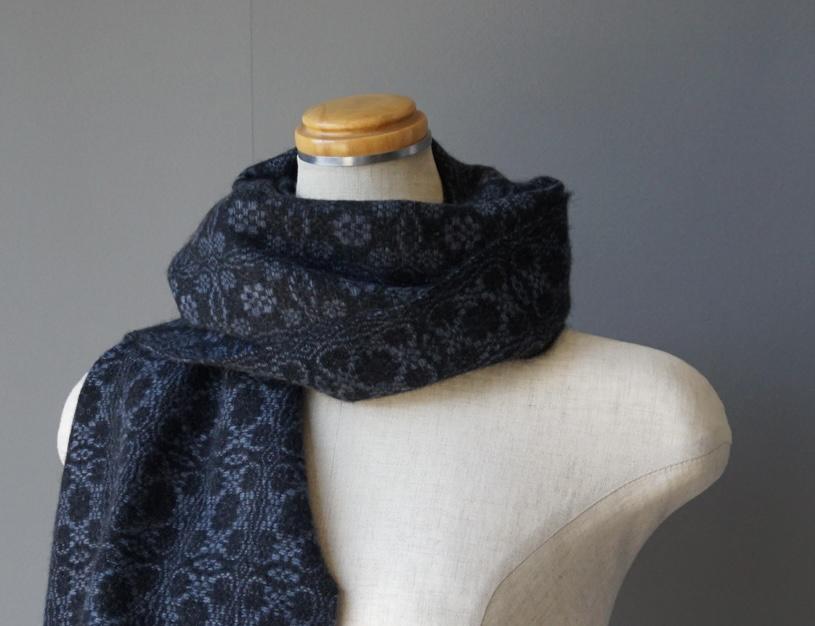 手織り　マフラー　カシミヤ　AWM-010
