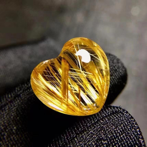 天然無処理 タイチン ルチルクォーツ 可愛いハート♡ ペンダントトップ  