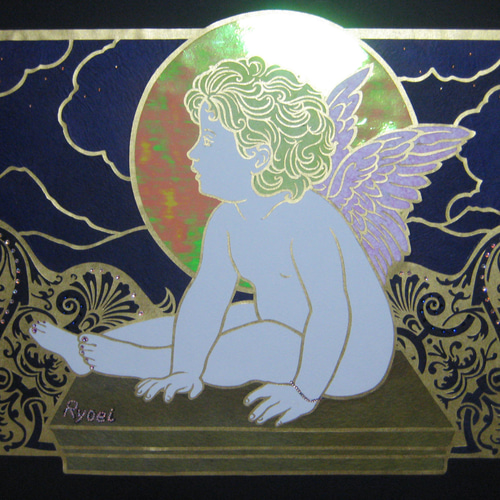 切り絵アート 「月夜の天使」 切り絵 vivien 通販 13470255