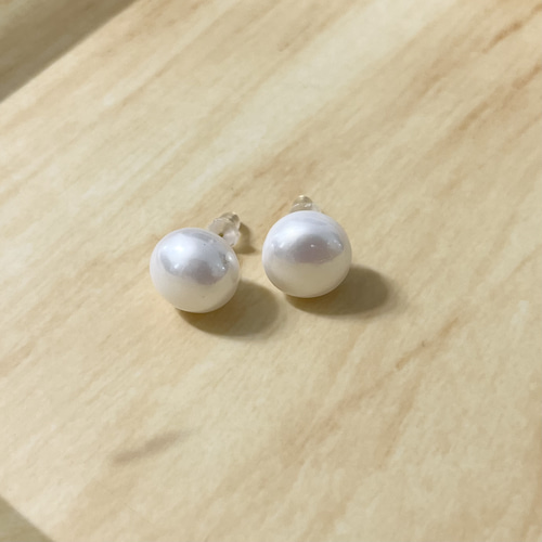 K18】大粒淡水パールピアス ピアス（スタッド・一粒） colorfeel