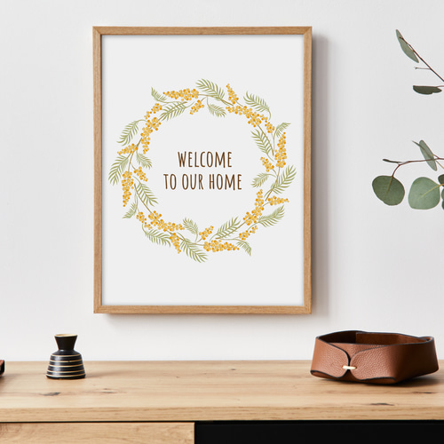 玄関 インテリアポスター / ミモザ / welcome to our home / アート