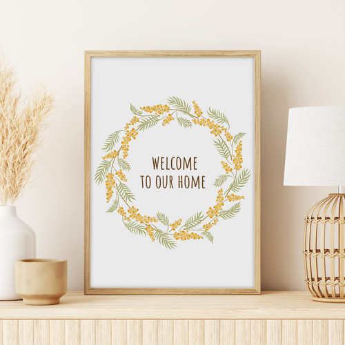 【メーカー直売】の商品をすべて / ミモザ / インテリアポスター 玄関 welcome home our to 絵画+タペストリー