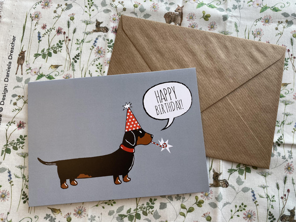 新商品！犬好きの方に！『【SWEET WILLIAM/イギリス】グリーティングカード 』～ダックスフント～ 5枚目の画像