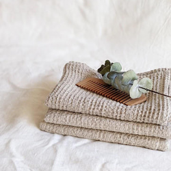 フェイスタオル】リネンワッフル 生成り 麻100％ 速乾 国産リネン バス