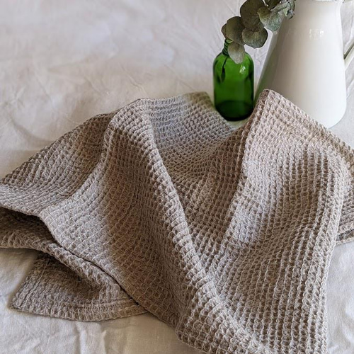 フェイスタオル】リネンワッフル 生成り 麻100％ 速乾 国産リネン バス