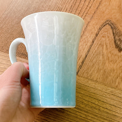 清水焼 花結晶 マグカップ(水色グラデーション) 9枚目の画像