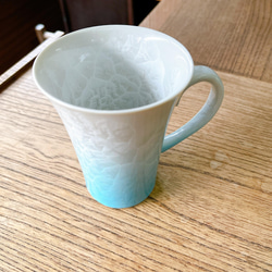 清水焼 花結晶 マグカップ(水色グラデーション) 5枚目の画像