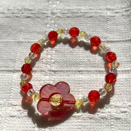 子ども向け＊ビーズブレスレット(2本セット・赤) no.ff-1 ブレスレット