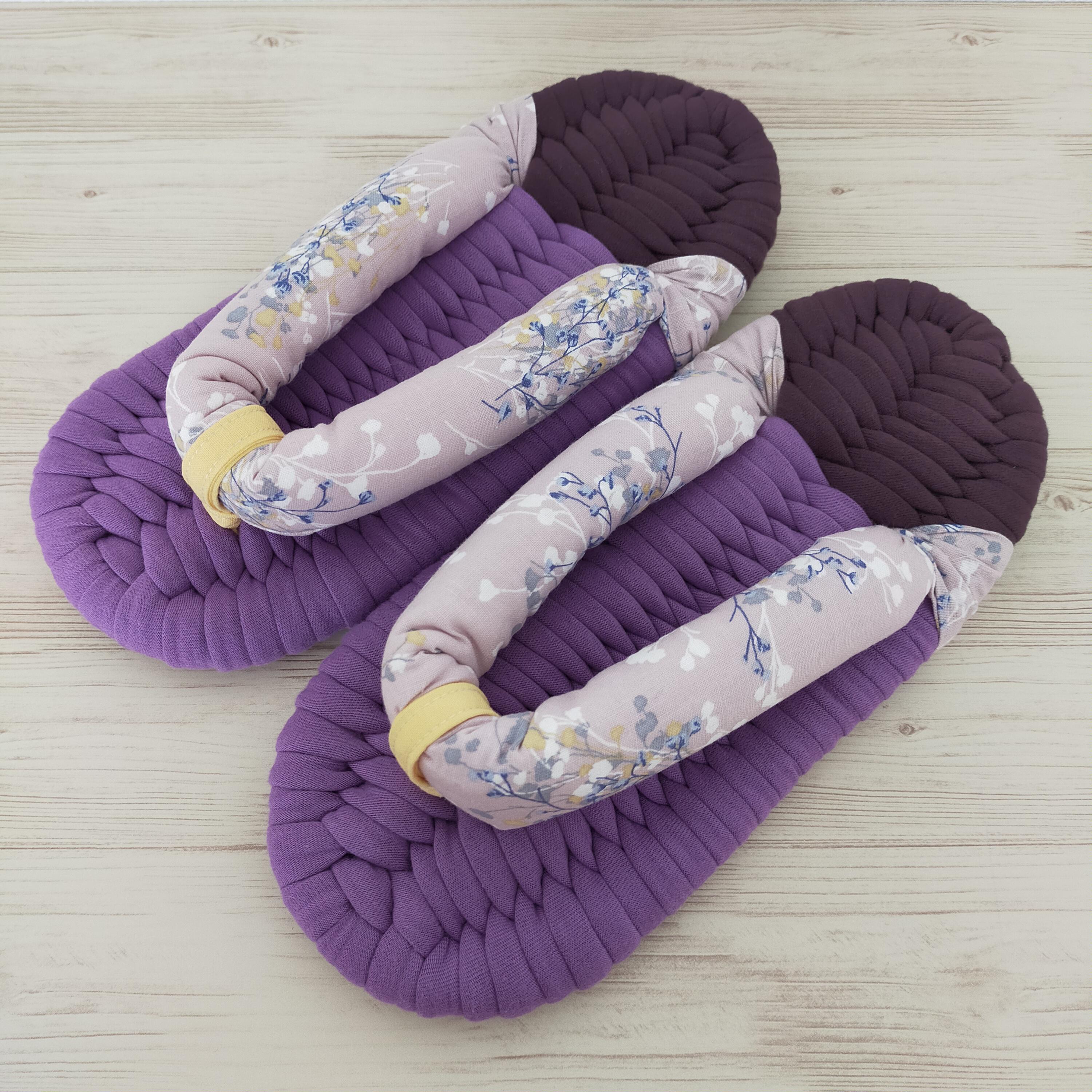 L:25cm【紫×ピンク かすみ草】布ぞうり ルームシューズ