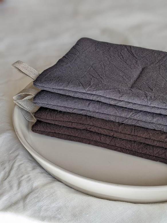 【鍋つかみ・ポットマット／チャコール】　おうち時間・おうちカフェに　母の日 5枚目の画像